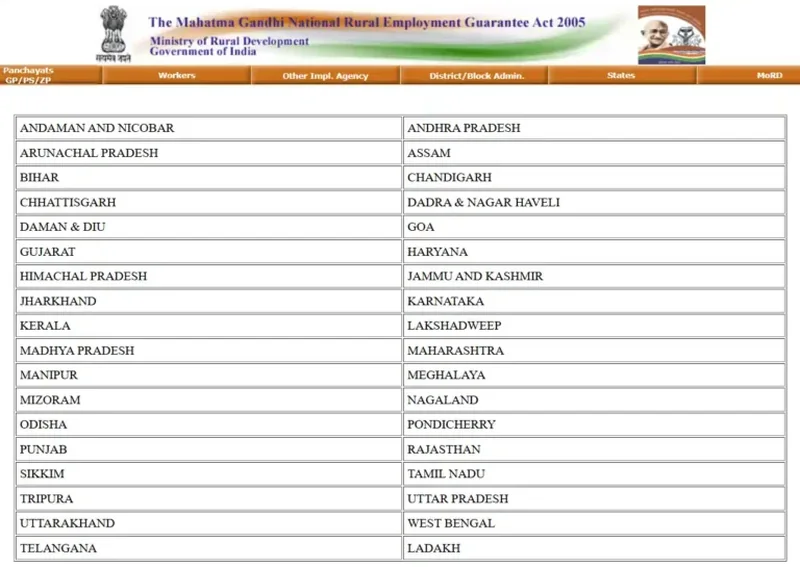NREGA State List Selection